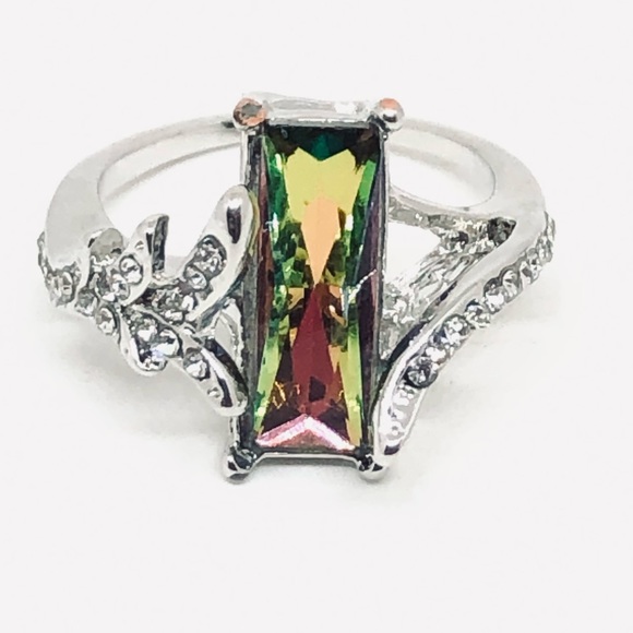 Silver Plated Mystic Topaz Ring And Necklace Set - Picture 7 of 12